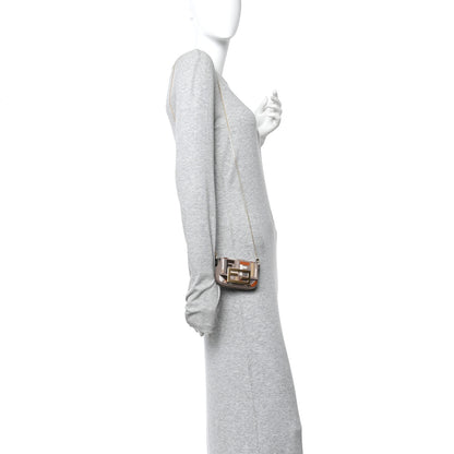 Fendi Canvas Vitello King FF Embroidered Nano Maxi Buckle Baguette Charm Tartufo Ebano 2 of 12
