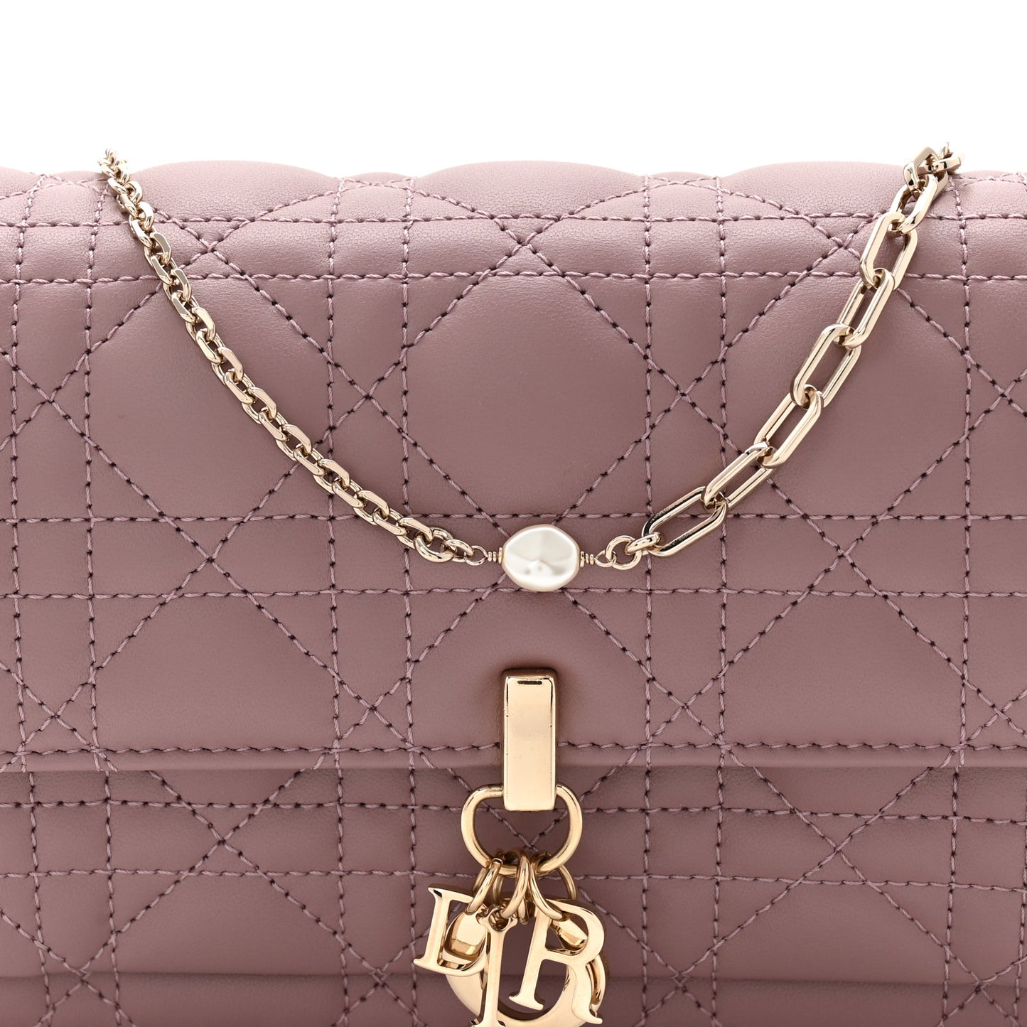 Lambskin Chain Lady Dior Chain Pouch Purple