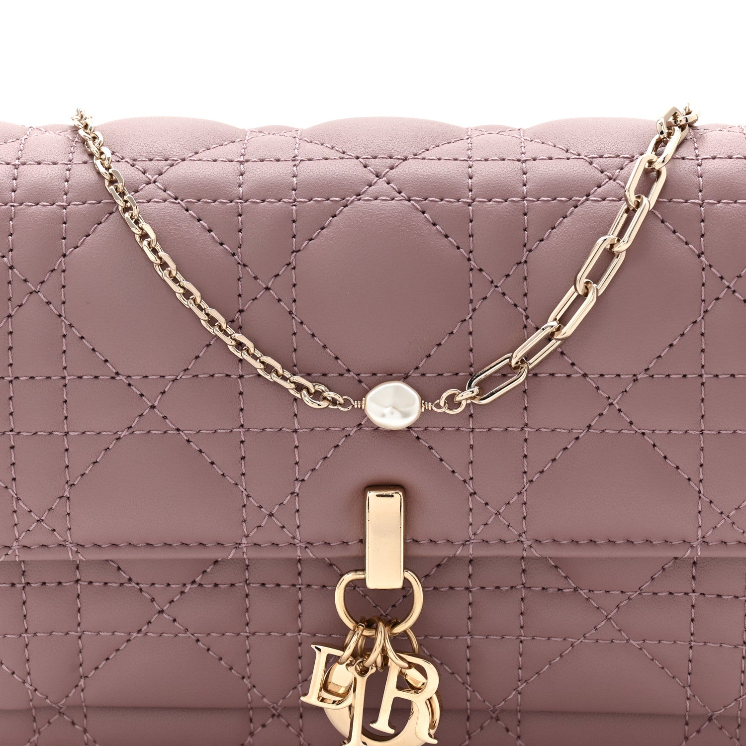 Christian Dior Lambskin Chain Lady Dior Chain Pouch Purple 8 of 11