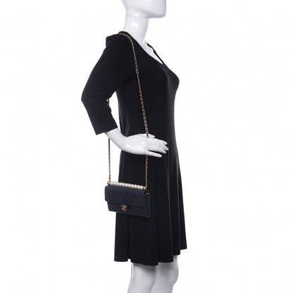 Chanel Iridescent Lambskin Quilted Chic Pearls Clutch With Chain Blue 3 of 13