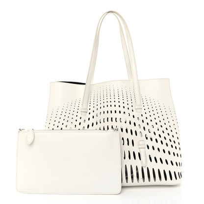 Alaia Calfskin Laser Cut Mina 32 Bag White 3 of 12