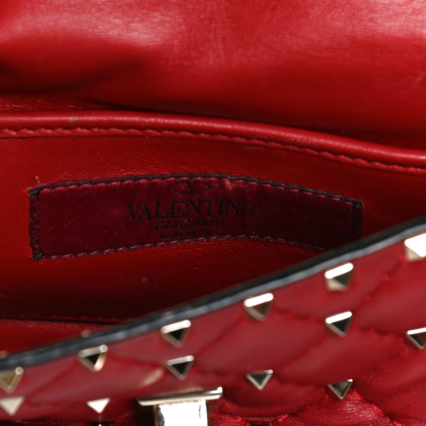 Nappa Small Rockstud Spike Shoulder Bag Rosso Valentino