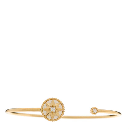 Christian Dior 18K Yellow Gold Diamond Mother of Pearl Rose Des Vents Cuff Bracelet 1 of 4