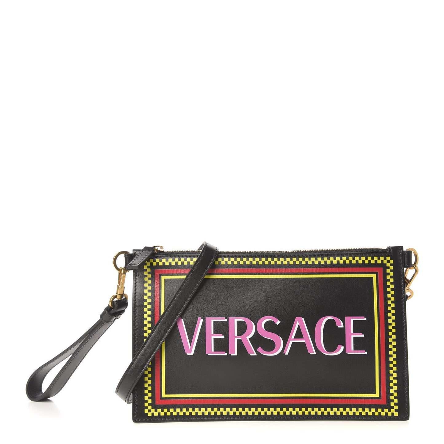 Calfskin 90's Vintage Logo Crossbody Clutch Black Multicolor