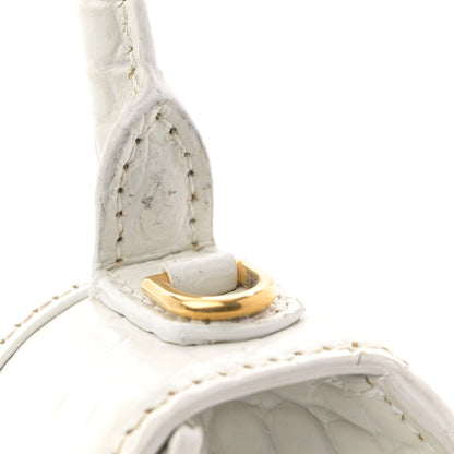 Balenciaga Calfskin Crocodile Embossed Small Hourglass Top Handle Bag White 15 of 15