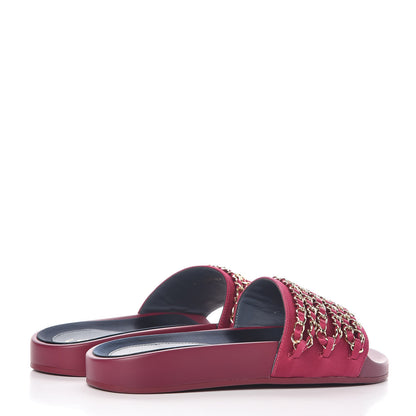 Chanel Satin Chain Flat Sandals 35 Dark Fuchsia 4 of 11