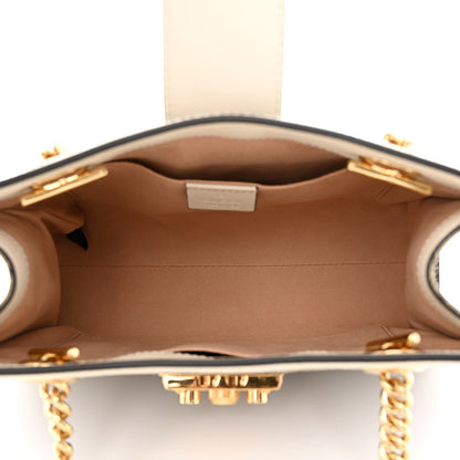 Gucci GG Supreme Monogram Moon Calfskin Small Padlock Tote Beige Ebony Mystic White 5 of 10