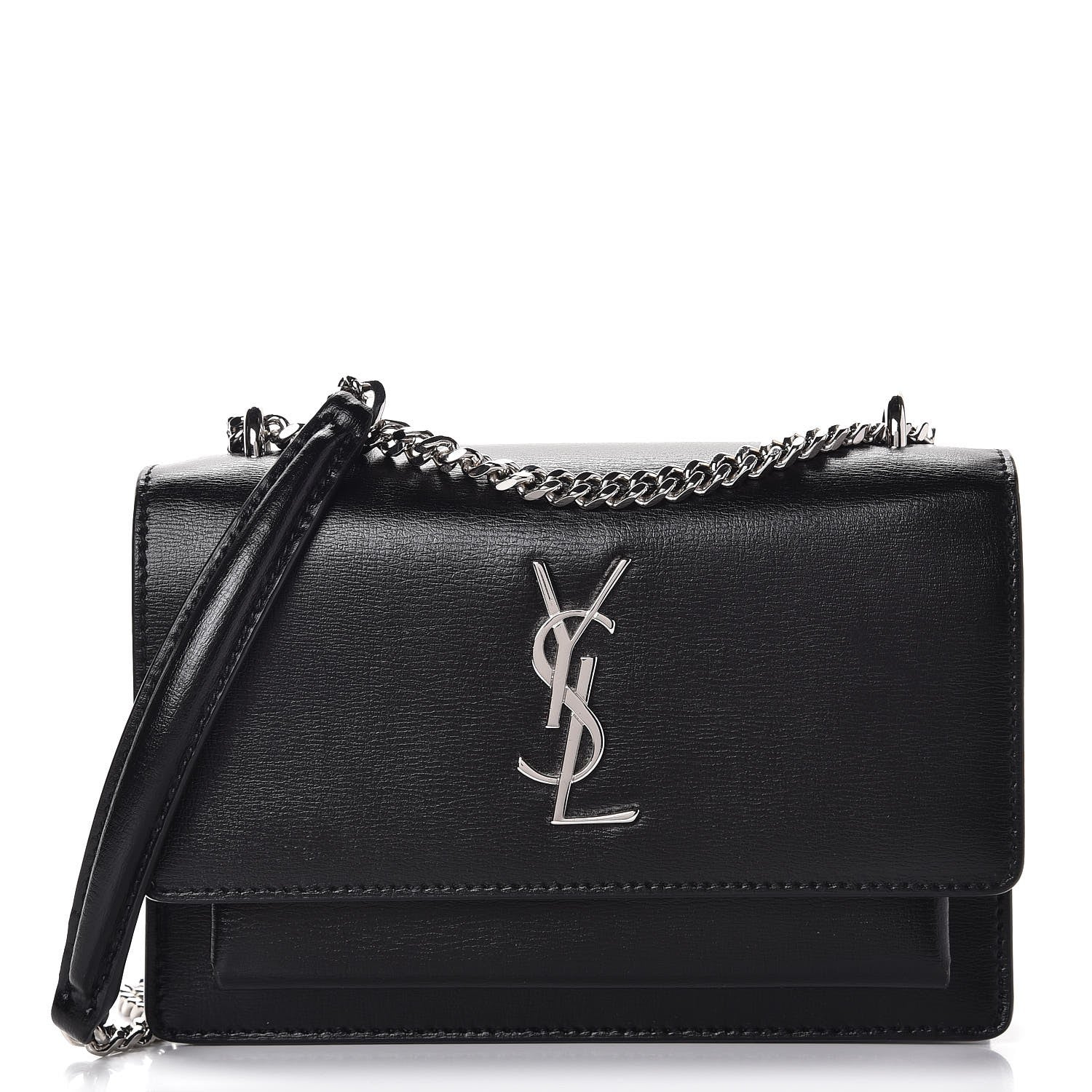 Saint Laurent Calfskin Monogram Sunset Chain Wallet Black 1 of 9
