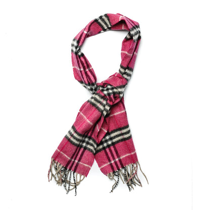 Burberry Cashmere Check Fringe Scarf Pink 1 of 4