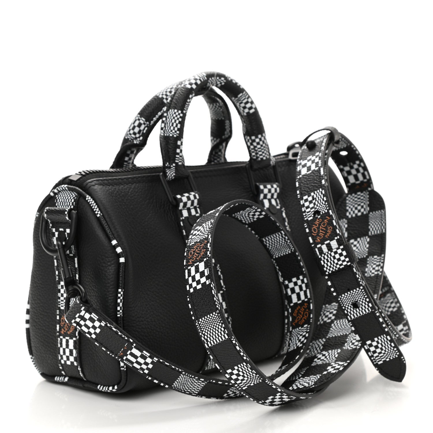Louis Vuitton Calfskin Damier Distorted Keepall XS Black 3 of 9