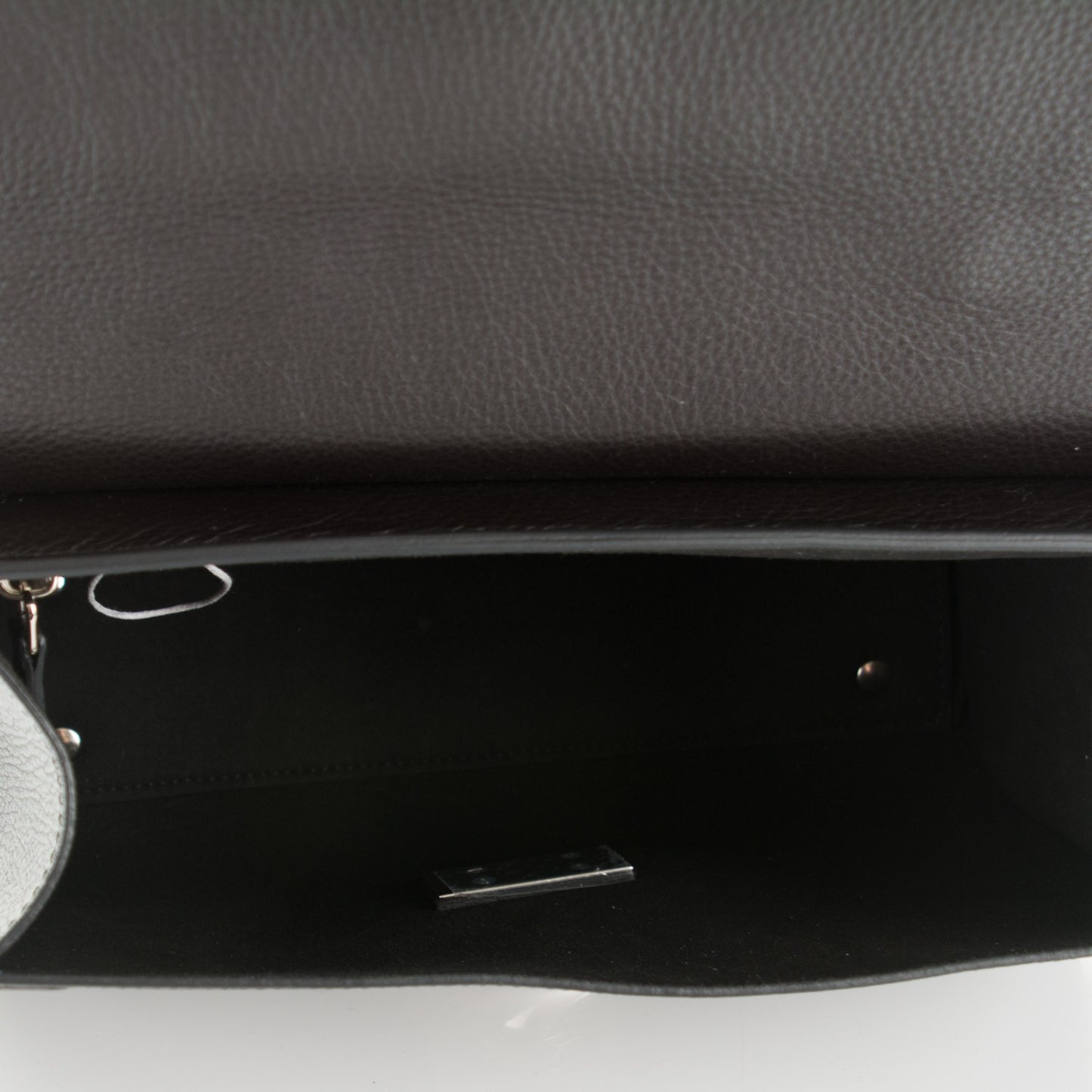 Grained Calfskin Small Shark Lock Satchel Black