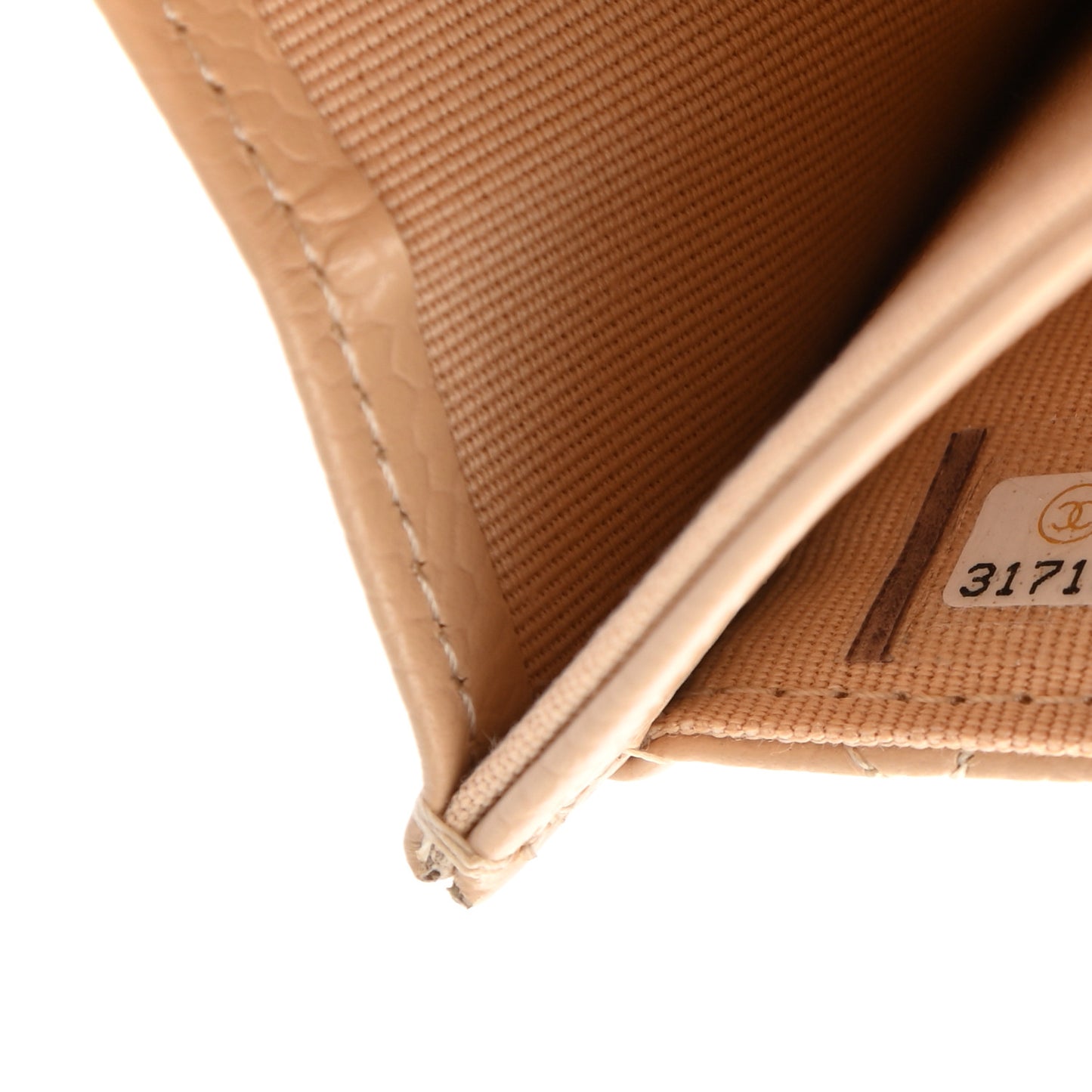 Caviar Quilted Flap Card Holder Wallet Beige