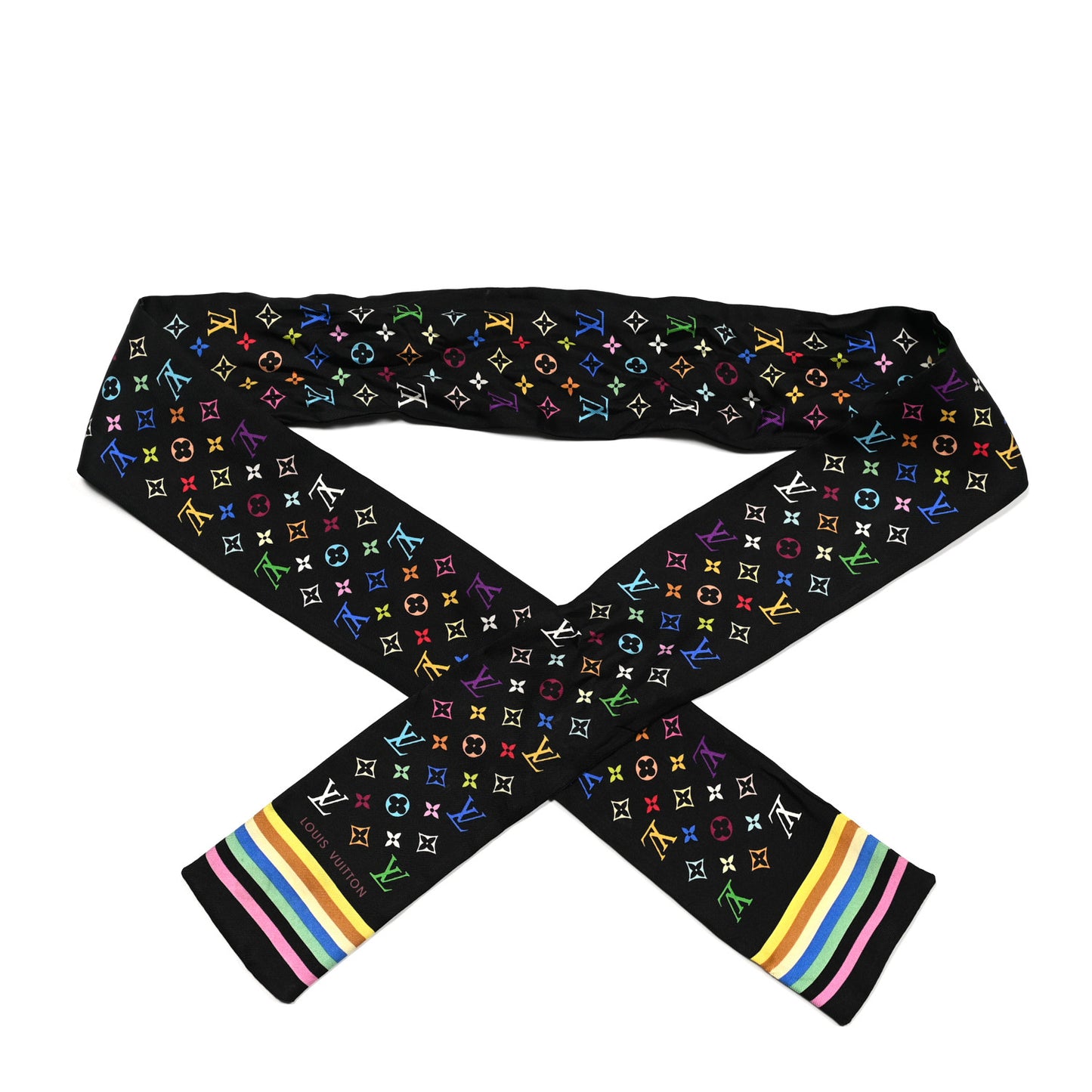 Silk Monogram Multicolor Bandeau Black