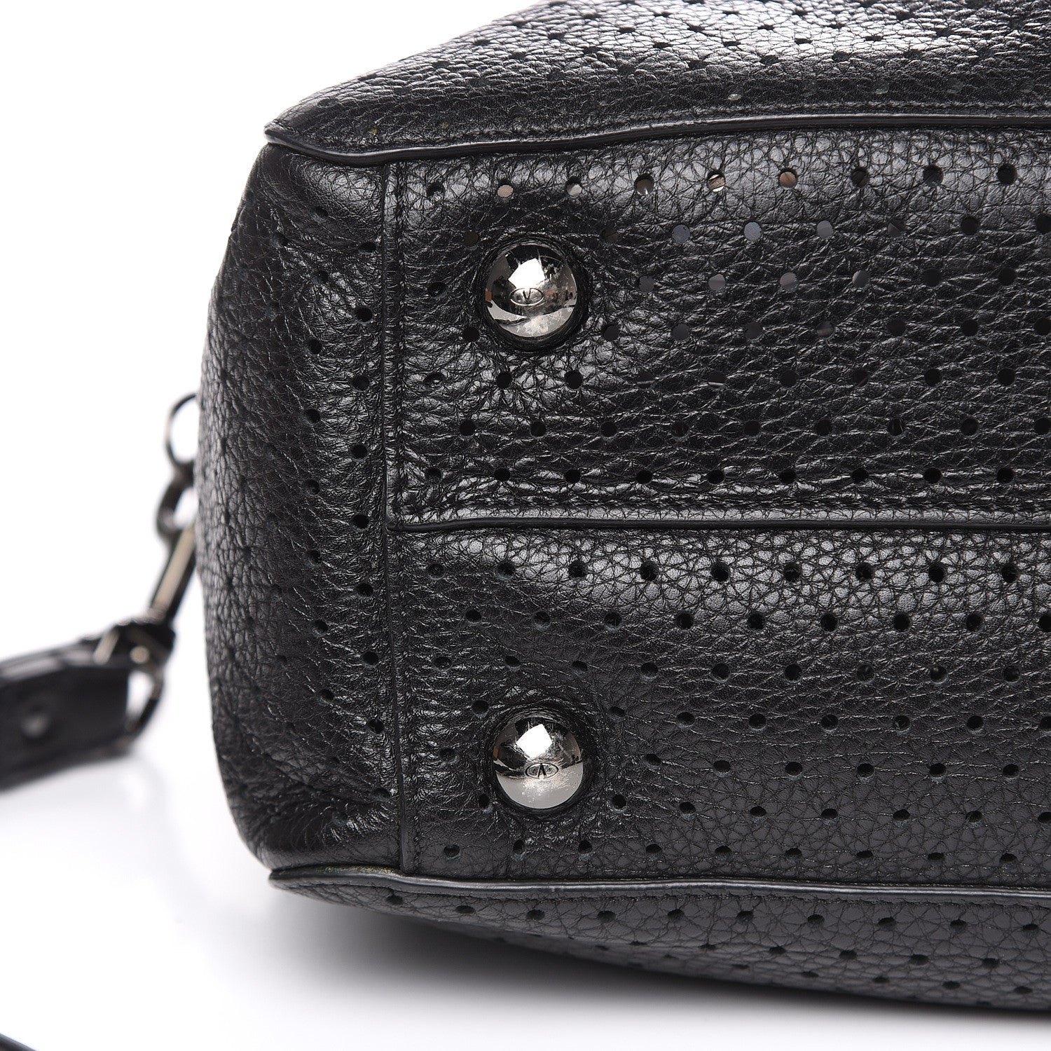 Valentino Garavani Calfskin Perforated Rockstud Large Travel Briefcase Black 11 of 20