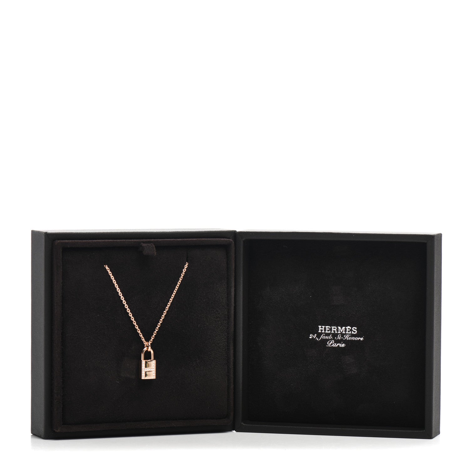 Hermes 18K Rose Gold Diamond Amulettes Cadenas Pendant Necklace 5 of 5