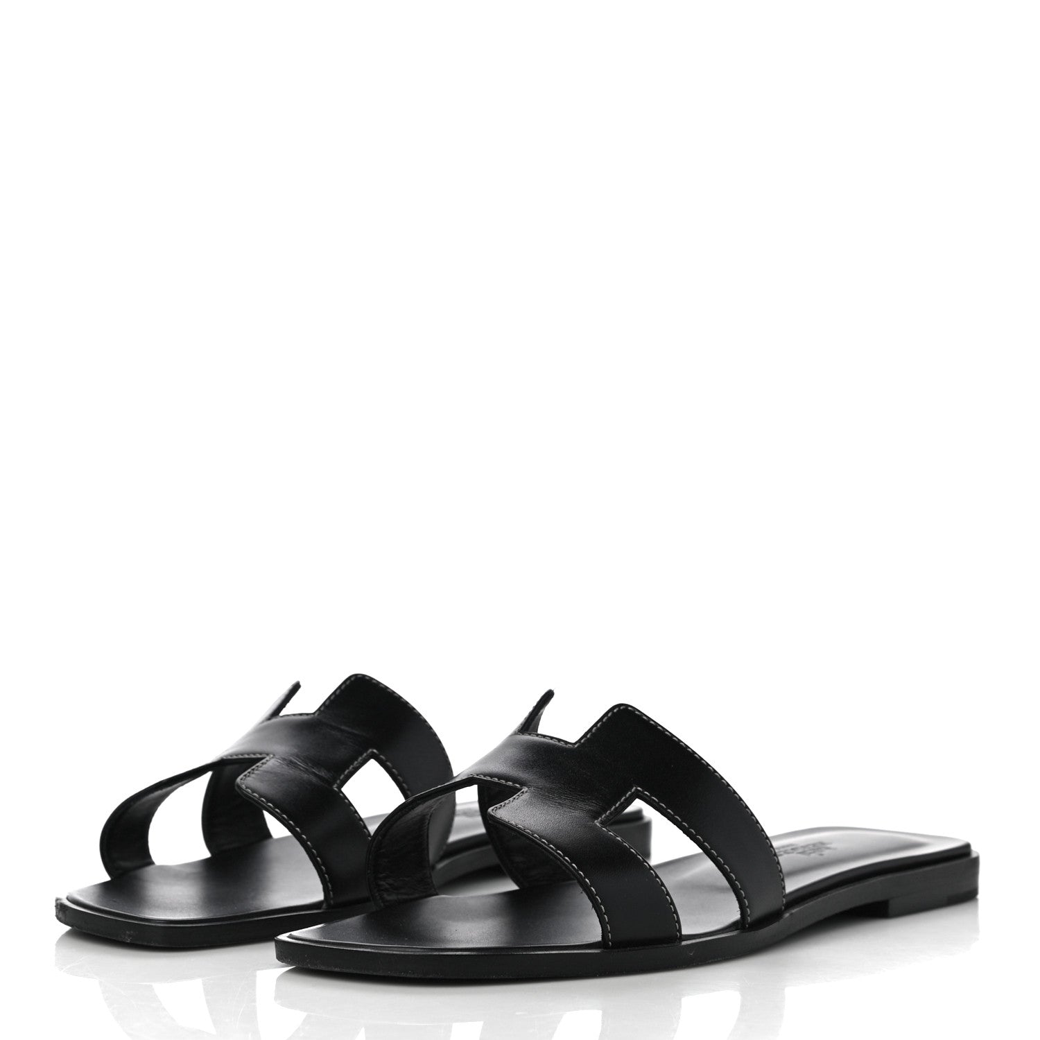 Hermes Box Calfskin Oran Sandals 38 Black 5 of 19