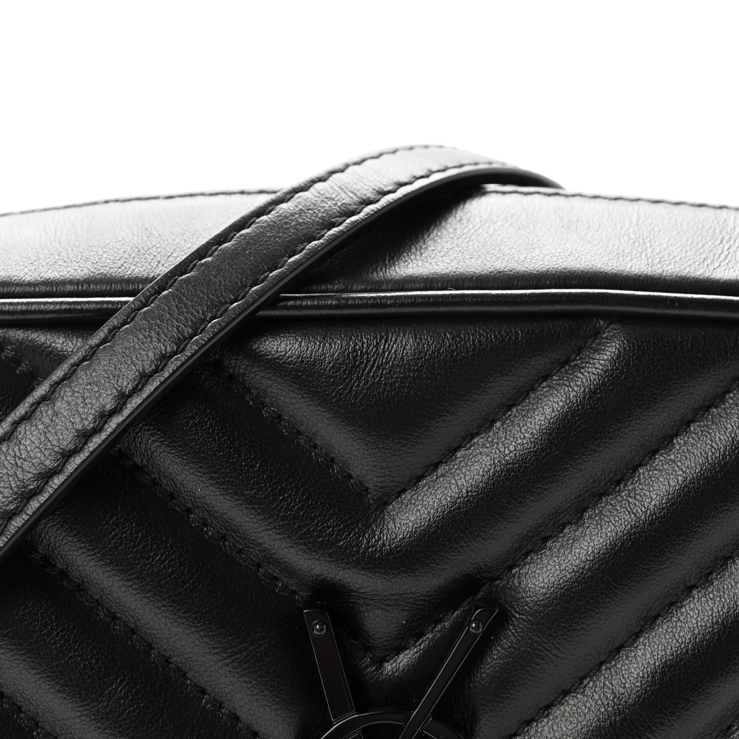 Saint Laurent Calfskin Matelasse Monogram Monochrome Lou Camera Bag Black 7 of 9