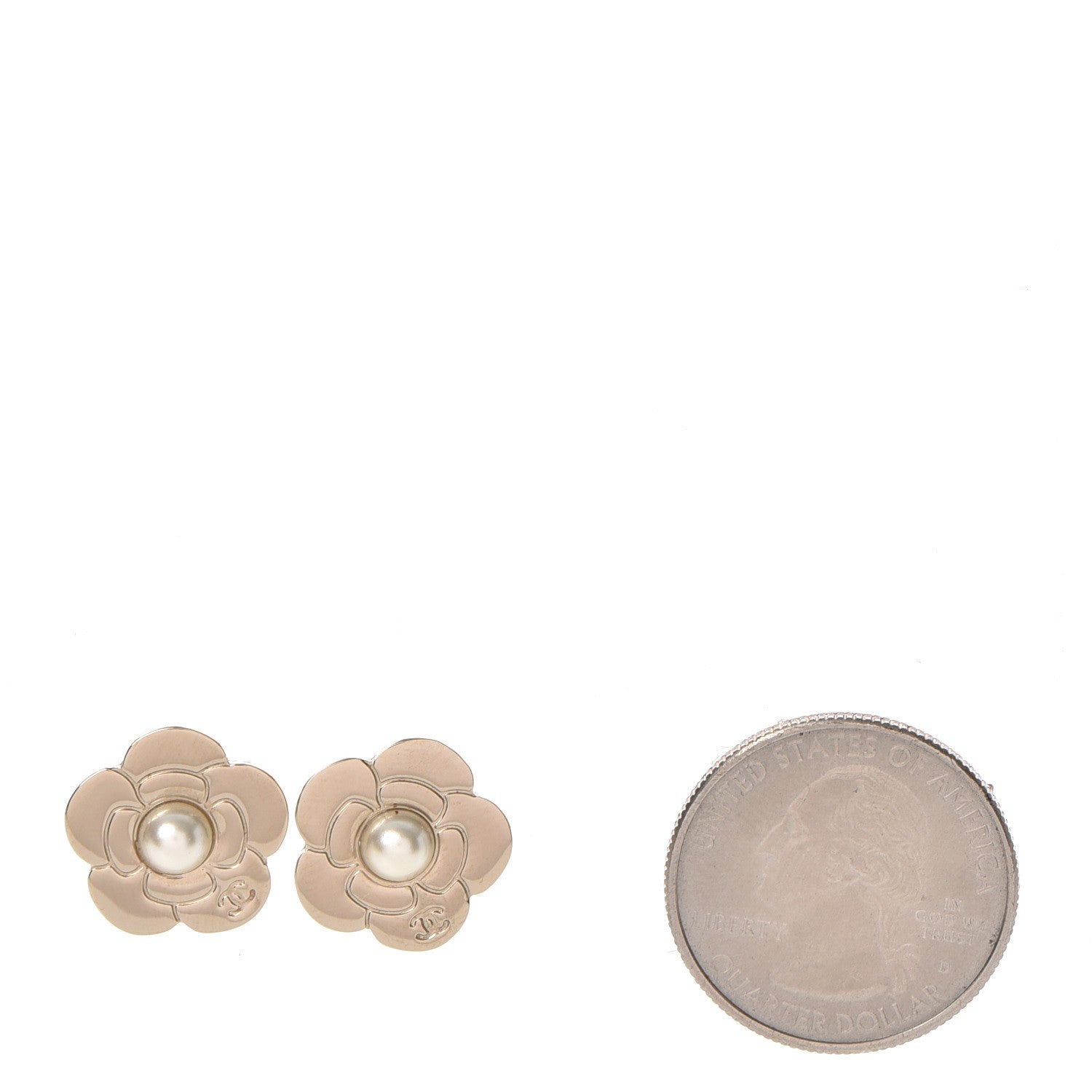 Chanel Pearl CC Camellia Earrings Gold 2 of 6