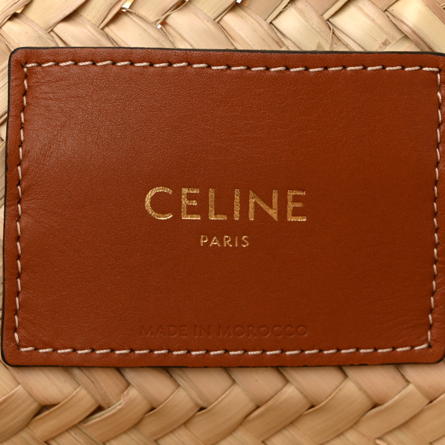 Celine Raffia Calfskin Triomphe Medium Panier Tan 6 of 9