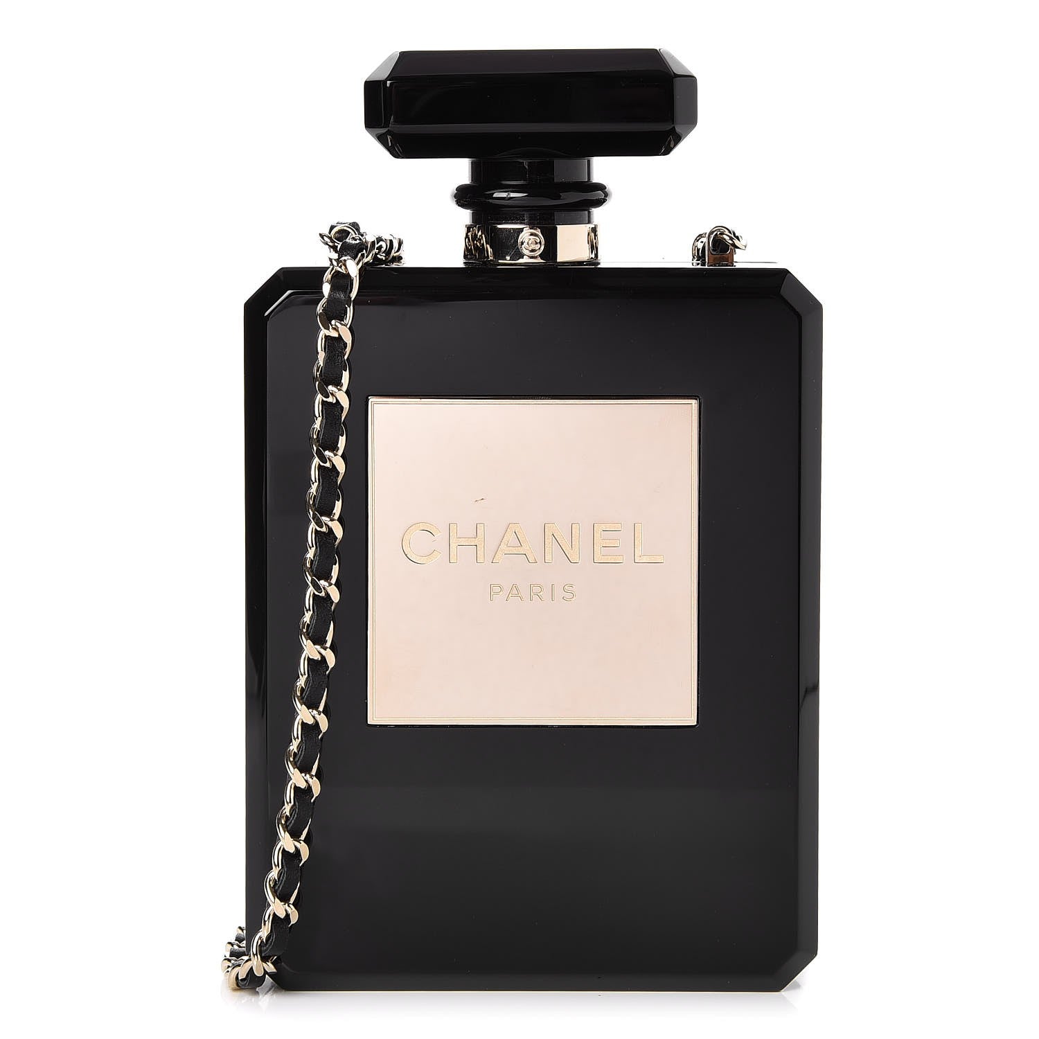 Chanel Plexiglass Perfume Bottle Clutch Black 1 of 6