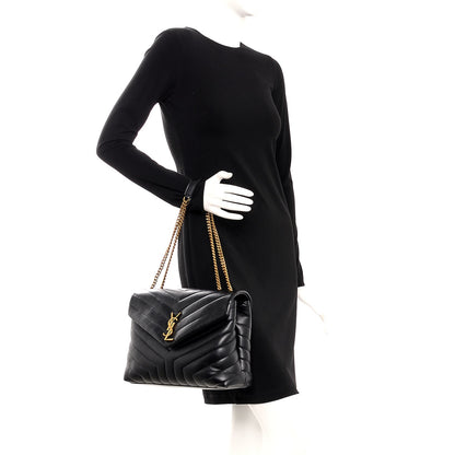 Saint Laurent Calfskin Y Quilted Monogram Medium Loulou Chain Satchel Black 3 of 8