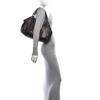 Prada Nappa Pleated Hobo Grafite Mordore 2 of 10
