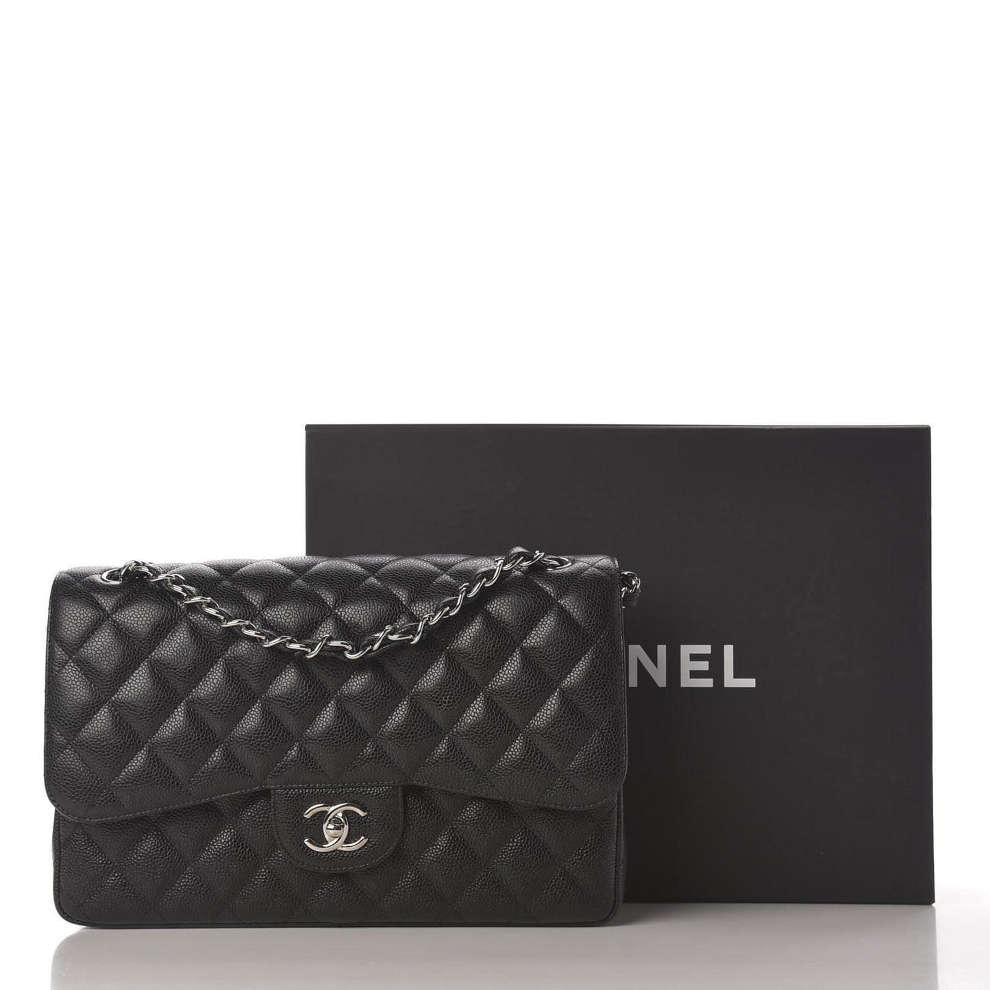 Caviar Quilted Jumbo Double Flap Black