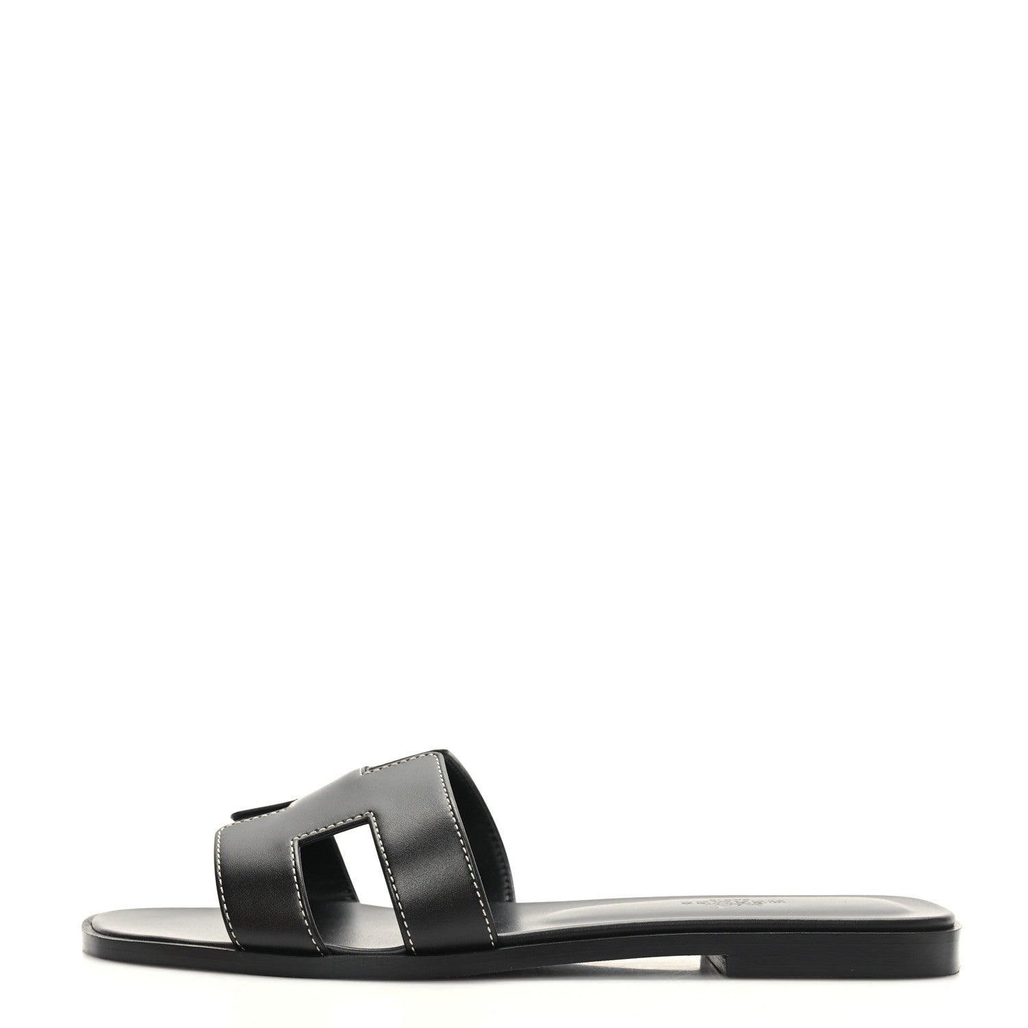 Hermes Box Calfskin Oran Sandals 38 Black 1 of 9