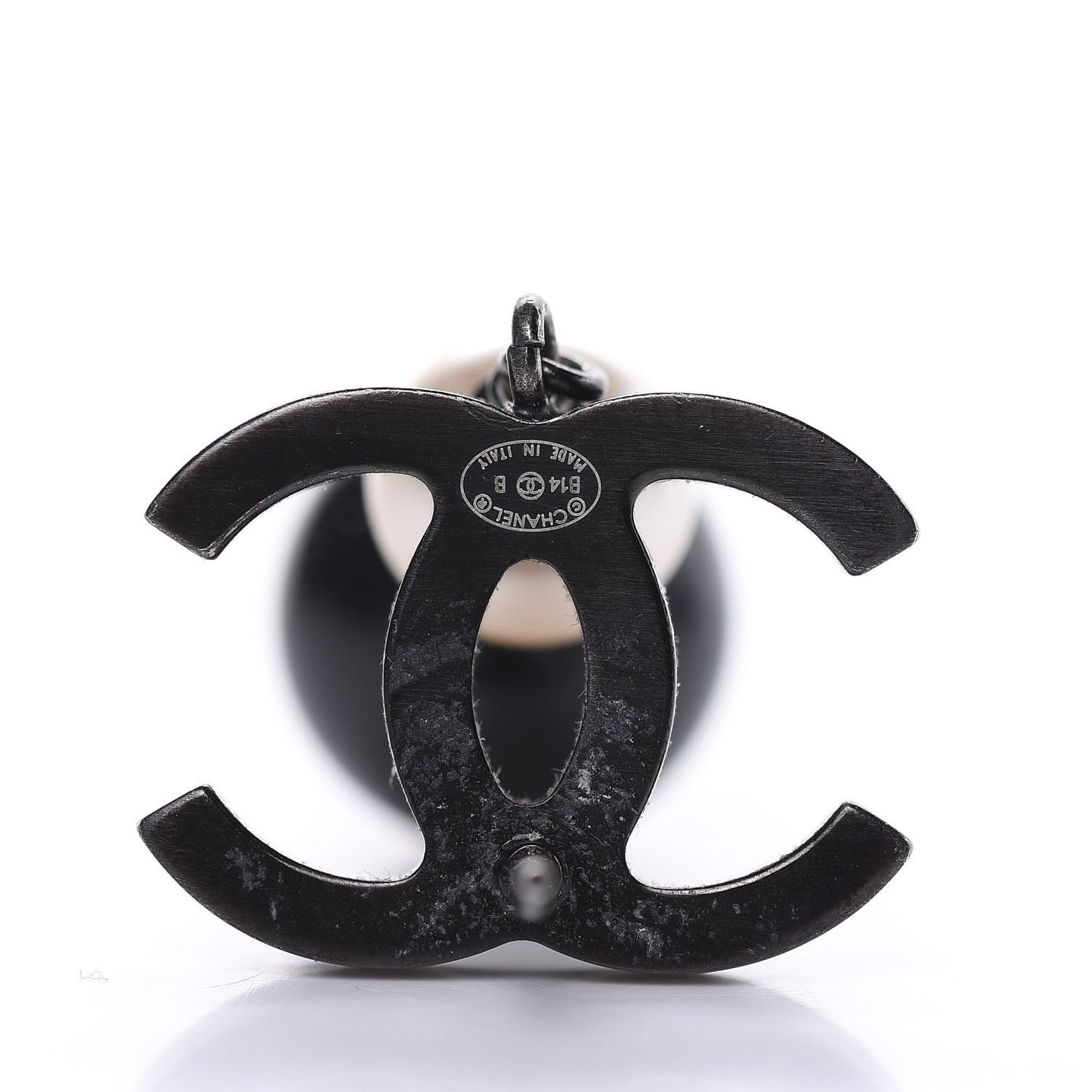 Ruthenium Pearl Bead CC Drop Earrings Black