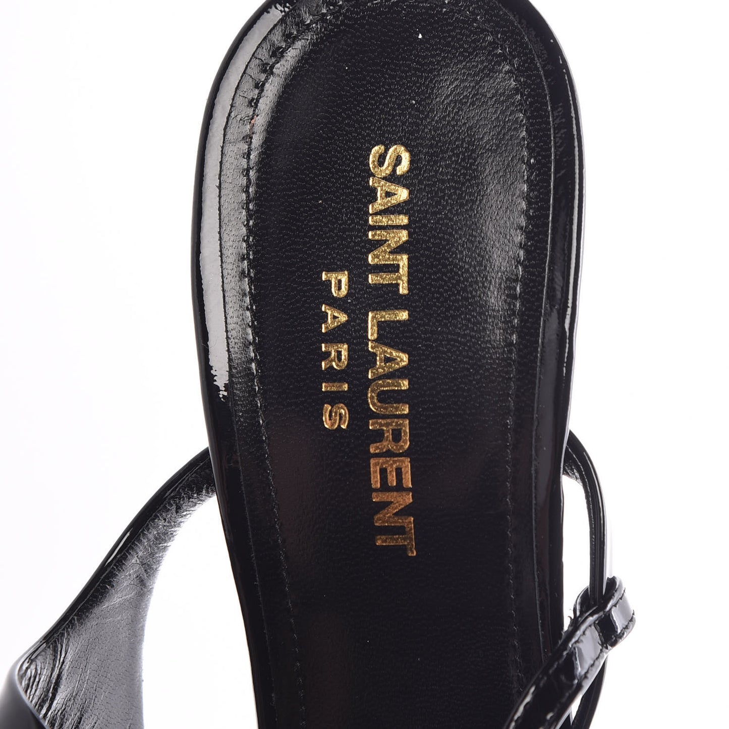 Vitello Vernice Soft Amber 105 Crossover Strap Sandals 37.5 Black