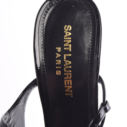 Saint Laurent Vitello Vernice Soft Amber 105 Crossover Strap Sandals 37.5 Black 6 of 9