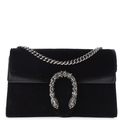 Gucci Suede Super Mini Dionysus Shoulder Bag Black 1 of 10