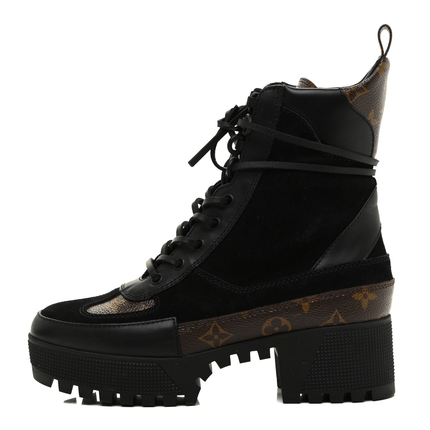 Louis Vuitton Suede Calfskin Monogram Laureate Platform Desert Boots 38 Black 1 of 9
