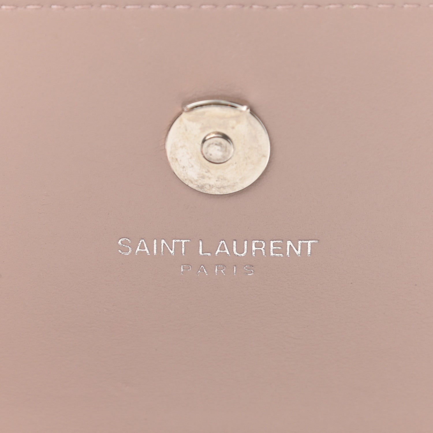 Saint Laurent Calfskin Crocodile Embossed Monogram Sunset Chain Wallet Marble Pink 5 of 10