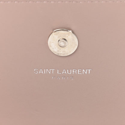 Saint Laurent Calfskin Crocodile Embossed Monogram Sunset Chain Wallet Marble Pink 5 of 10