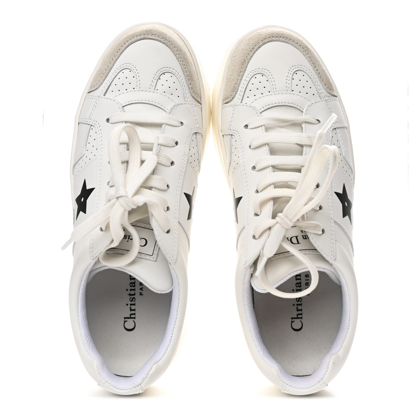Calfskin Suede Dior Star Ors Platform Sneakers White Black 36.5 White Black