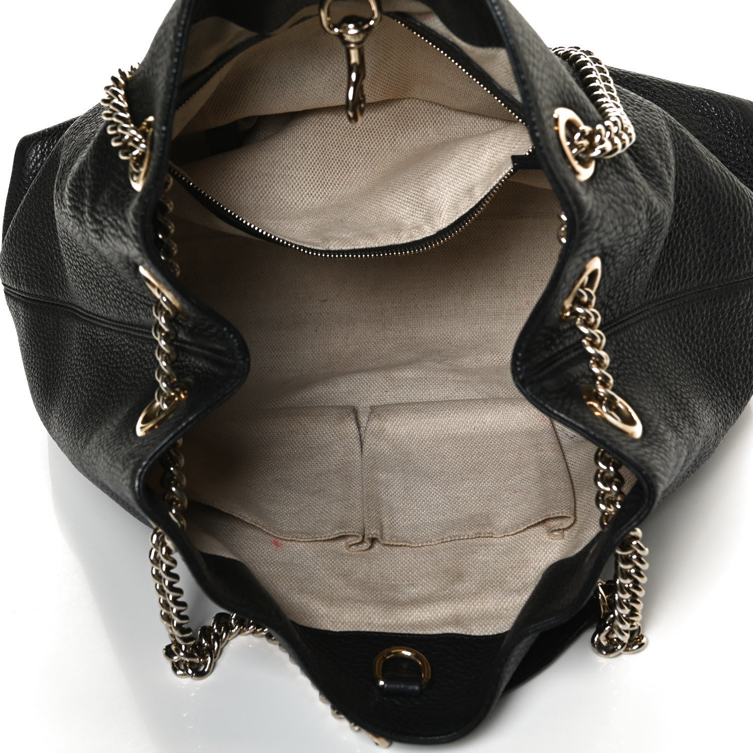 Gucci Pebbled Calfskin Medium Soho Chain Shoulder Bag Black 5 of 11