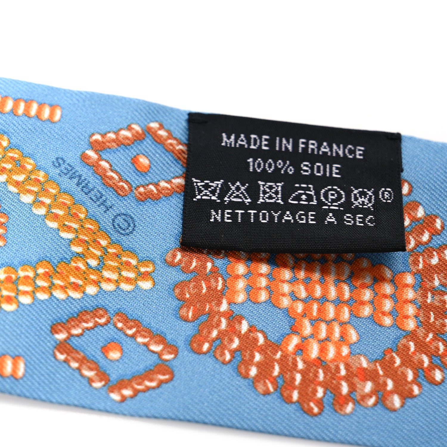 Hermes Silk Kelly En Perles Twilly Bleu Azur Orange 3 of 4