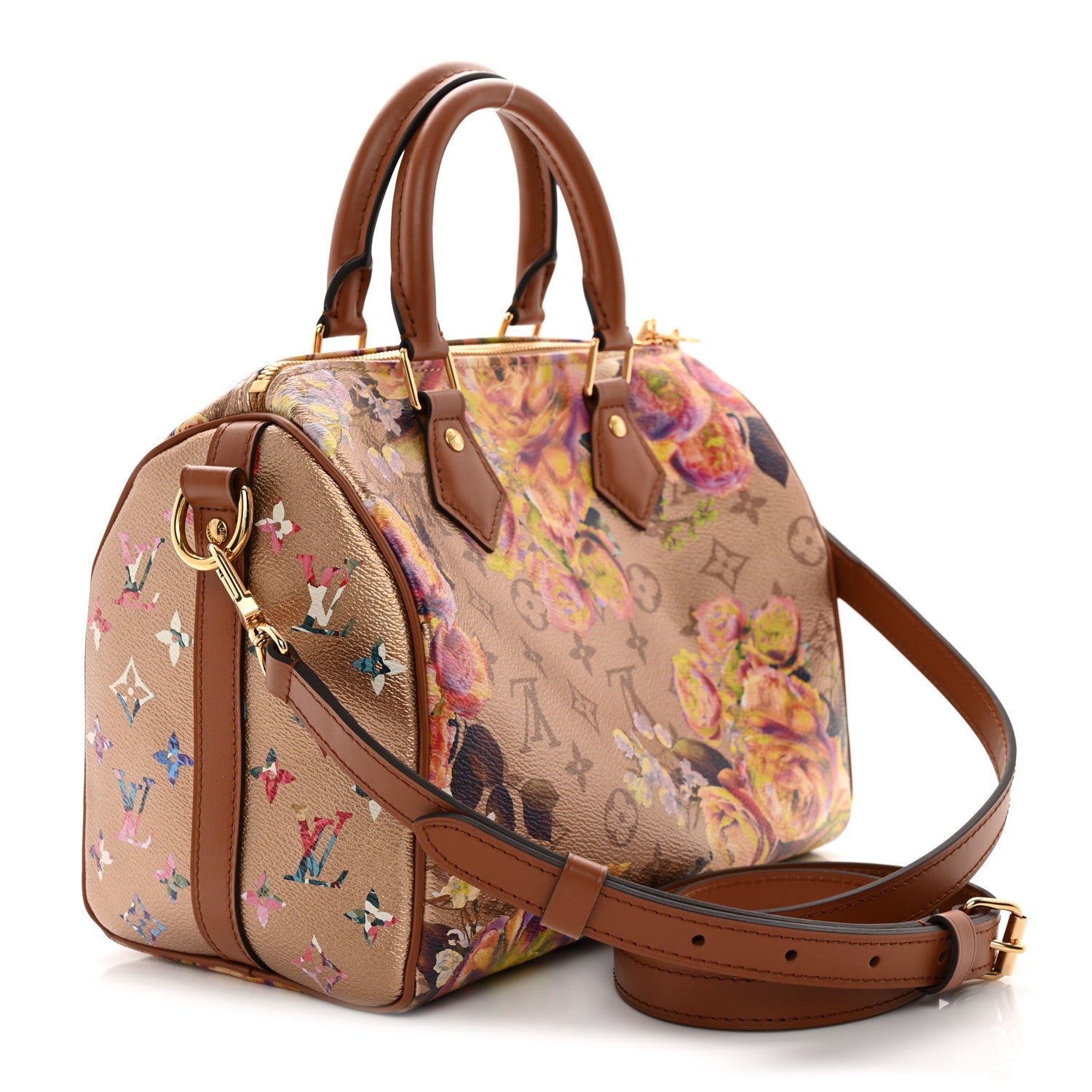 Louis Vuitton Metallic Monogram LV Garden Speedy Bandouliere 25 Gold 3 of 9