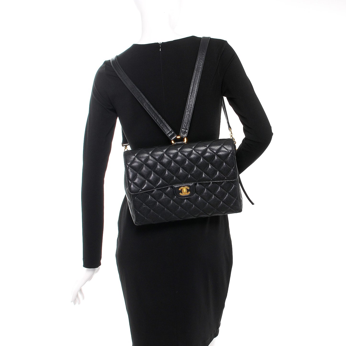 Caviar Quilted Backpack Black