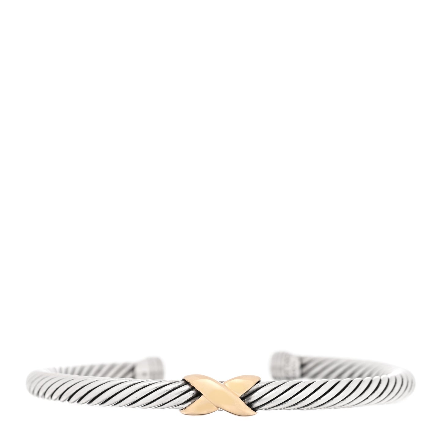 Sterling Silver 14K Yellow Gold 5mm X Station Cable Bracelet