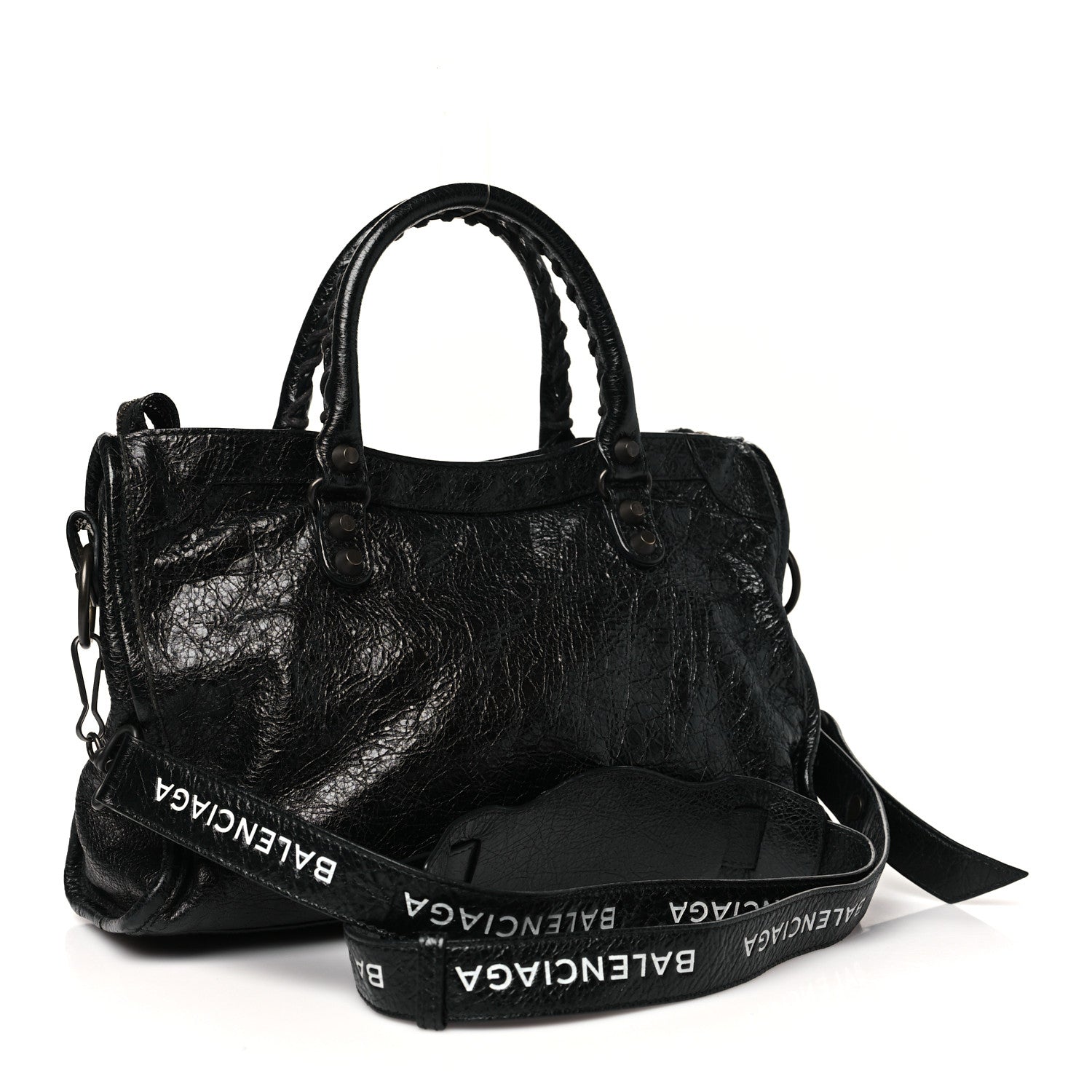 Balenciaga Agneau Classic Hardware S City Logo Strap Black White 4 of 11