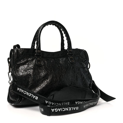 Balenciaga Agneau Classic Hardware S City Logo Strap Black White 4 of 11
