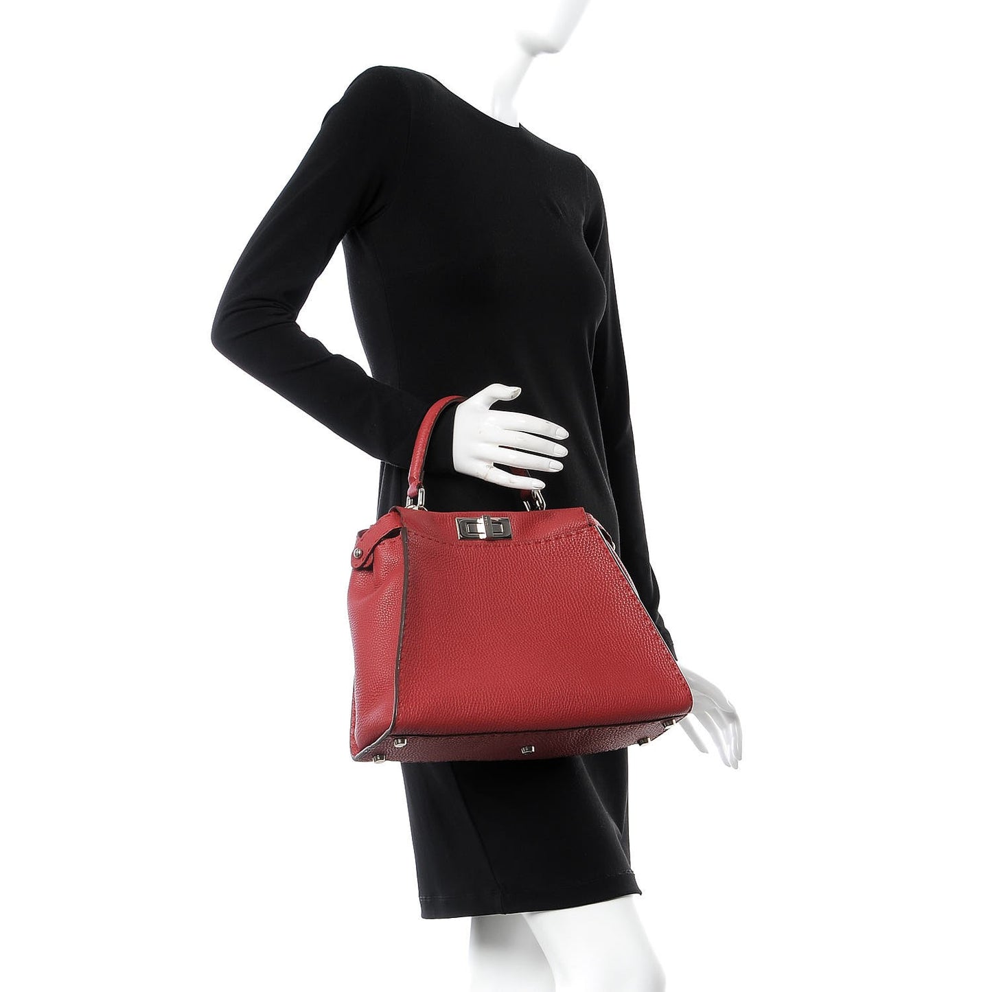 Cuoio Romano Selleria Bi-Color Medium Peekaboo Iconic Satchel Rosso Latte