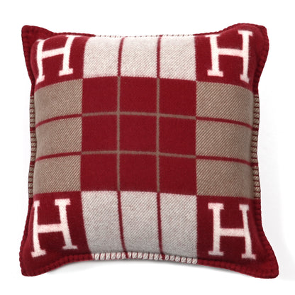 Hermes Wool Cashmere Avalon III Pillow PM Ecru Rouge 1 of 3