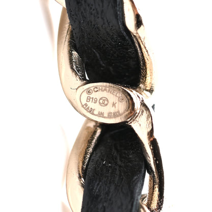 Chanel Lambskin Pearl CC Chain Hoop Earrings Gold Black 3 of 5