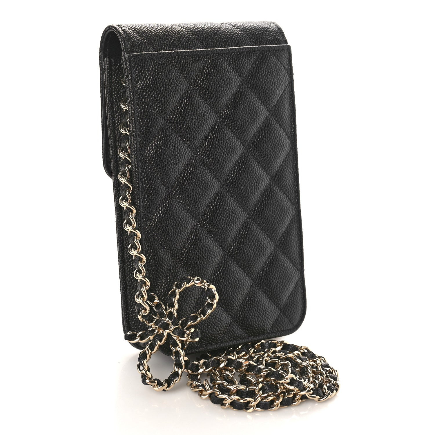 Chanel Caviar Quilted Bow Phone Holder Black 3 of 10