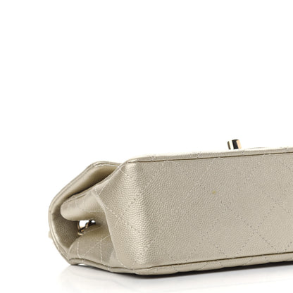 Chanel Metallic Caviar Quilted Mini Rectangular Flap Light Gold 8 of 9