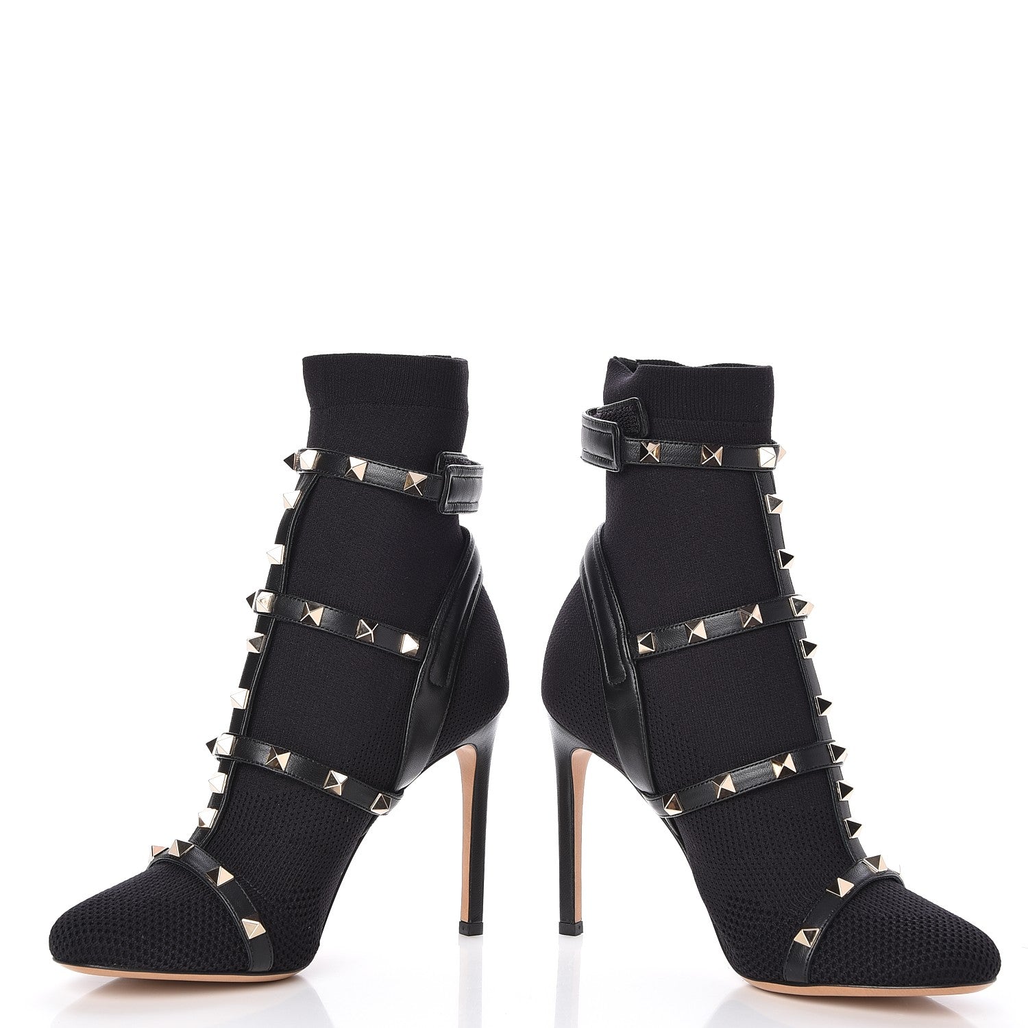 Valentino Garavani Knit Nappa Rockstud Bodytech 105mm Ankle Boots 36 Black 5 of 10