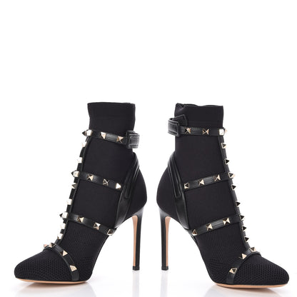 Valentino Garavani Knit Nappa Rockstud Bodytech 105mm Ankle Boots 36 Black 5 of 10